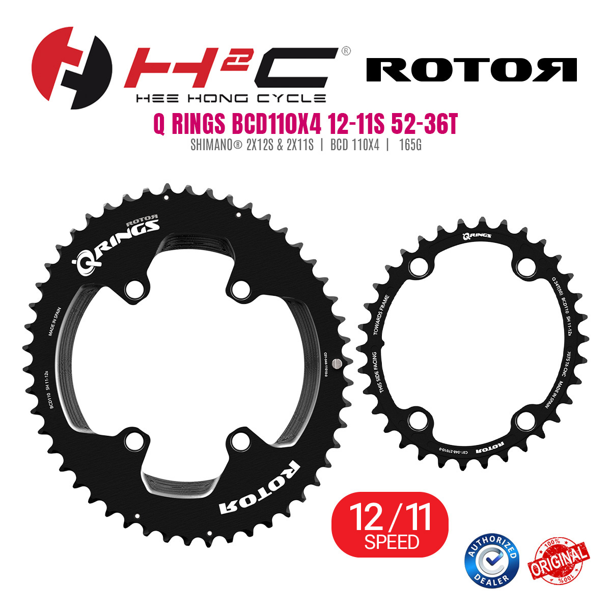 ROTOR チェーンリング BCD110 52-36 11s ROTOR Q RINGS